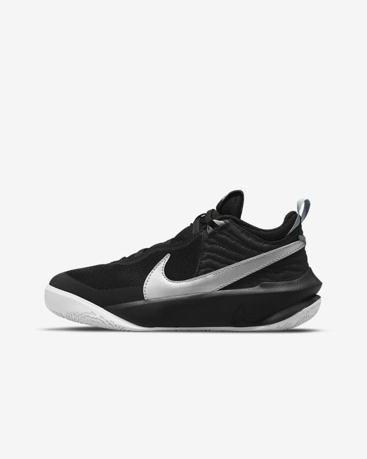 Zapatillas Baloncesto Nike Team Hustle D 10 Kids Niña Negras Blancas Metal Plateadas | RPUSB-6123