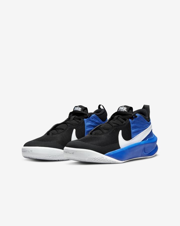 Zapatillas Baloncesto Nike Team Hustle D 10 Kids Niña Negras Azul Real Blancas | TRKNU-3857