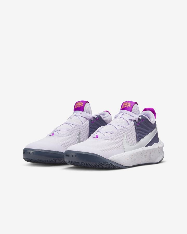 Zapatillas Baloncesto Nike Team Hustle D 10 SE Kids Niña Moradas Azules Moradas Metal Plateadas | UAGYZ-0789