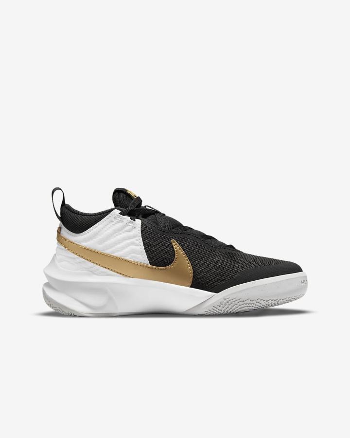 Zapatillas Baloncesto Nike Team Hustle D 10 Kids Niña Negras Blancas Metal Doradas | XNUPV-7045