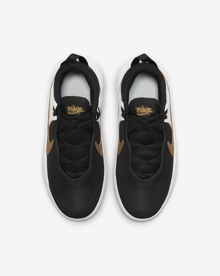 Zapatillas Baloncesto Nike Team Hustle D 10 Kids Niña Negras Blancas Metal Doradas | XNUPV-7045