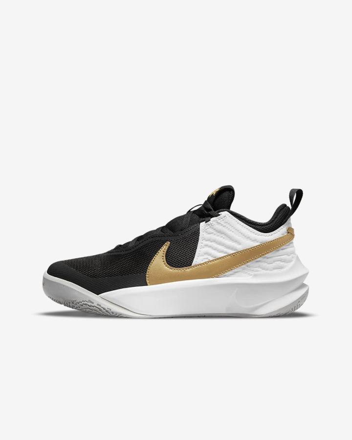 Zapatillas Baloncesto Nike Team Hustle D 10 Kids Niña Negras Blancas Metal Doradas | XNUPV-7045