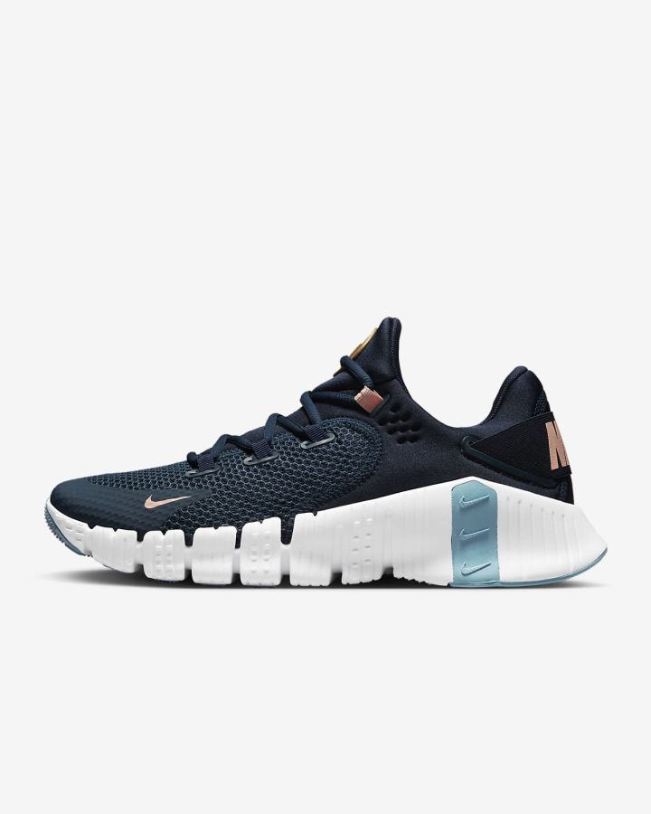 Zapatillas Deportivos Nike Free Metcon 4 Mujer Azul Marino Obsidian Naranjas | CQPUJ-8071