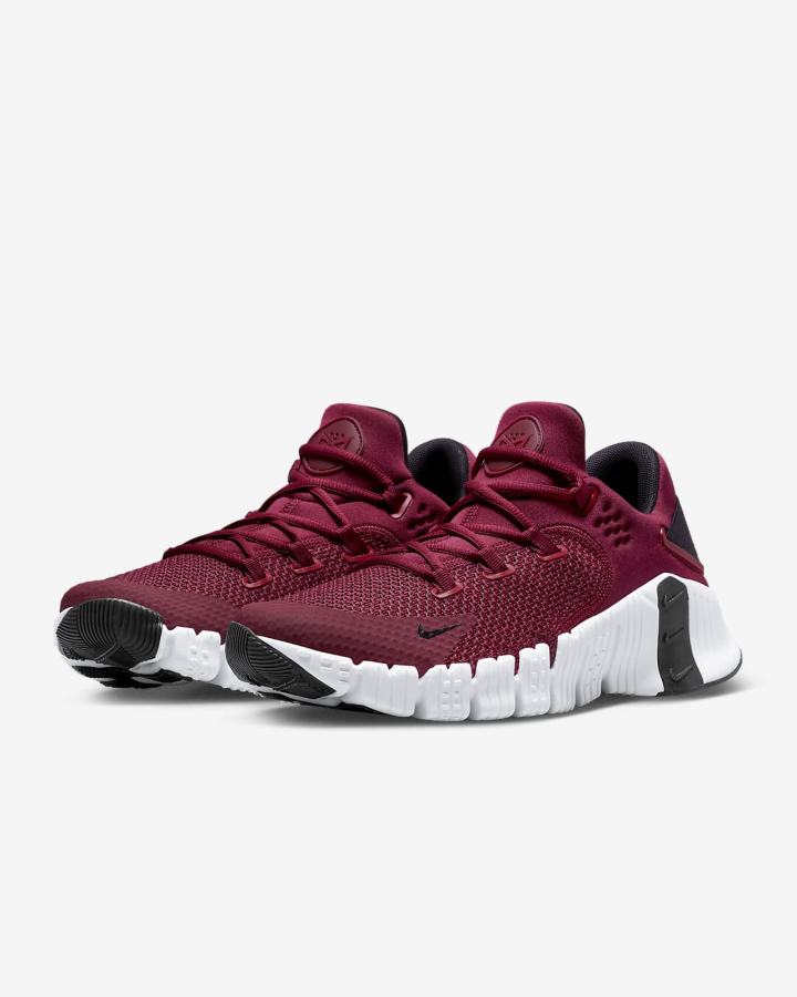 Zapatillas Deportivos Nike Free Metcon 4 Hombre Burdeos Negras Blancas | EYUOP-4763