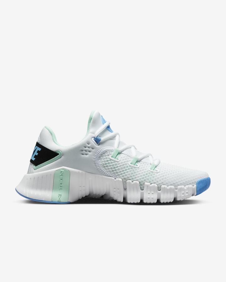 Zapatillas Deportivos Nike Free Metcon 4 Mujer Blancas Verde Menta Azules Metal Plateadas | OMJKW-3612