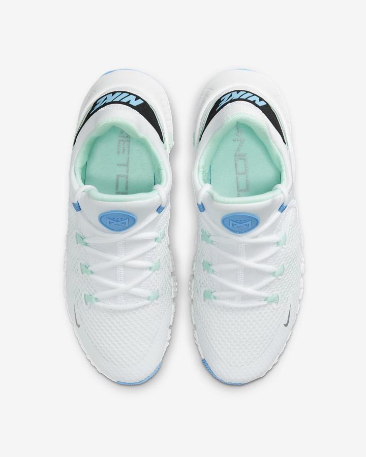 Zapatillas Deportivos Nike Free Metcon 4 Mujer Blancas Verde Menta Azules Metal Plateadas | OMJKW-3612