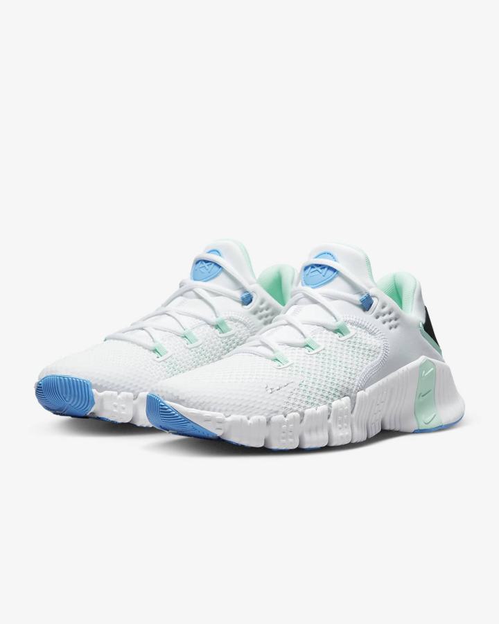 Zapatillas Deportivos Nike Free Metcon 4 Mujer Blancas Verde Menta Azules Metal Plateadas | OMJKW-3612