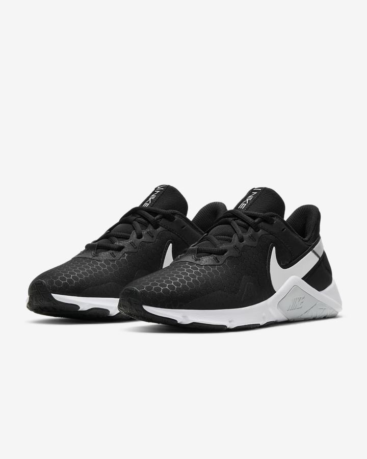 Zapatillas Deportivos Nike Legend Essential 2 Mujer Negras Plateadas Blancas | TXGKY-7162