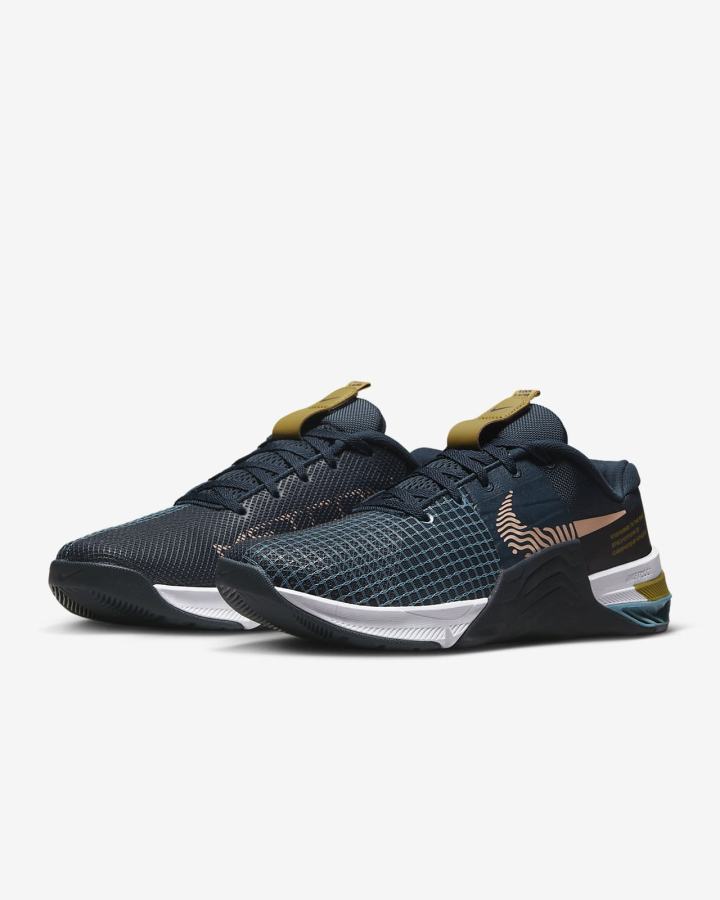 Zapatillas Deportivos Nike Metcon 8 Hombre Azul Marino Obsidian Naranjas | EPRHG-3824