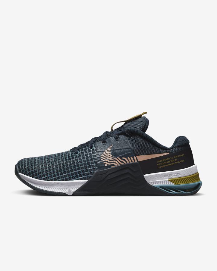 Zapatillas Deportivos Nike Metcon 8 Hombre Azul Marino Obsidian Naranjas | EPRHG-3824