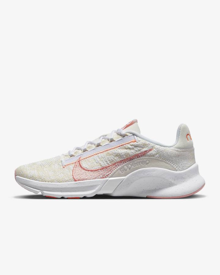 Zapatillas Deportivos Nike SuperRep Go 3 Flyknit Next Nature Mujer Blancas Creme Claro Naranjas Rojas | HIVEY-4357