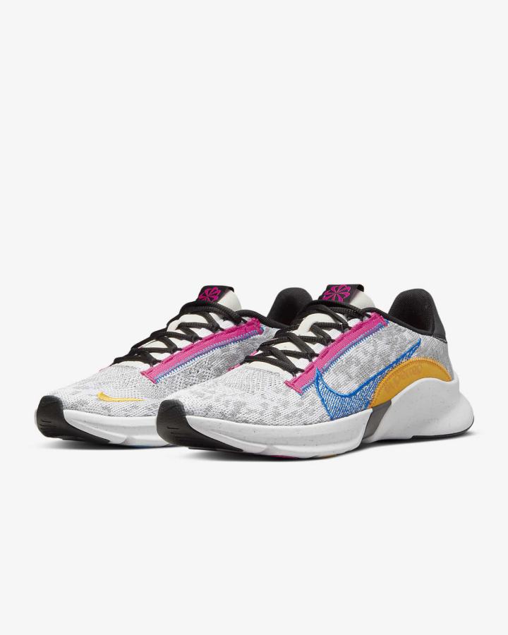 Zapatillas Deportivos Nike SuperRep Go 3 Next Nature Flyknit Hombre Gris Claro Blancas Doradas Azules | QATLX-1976