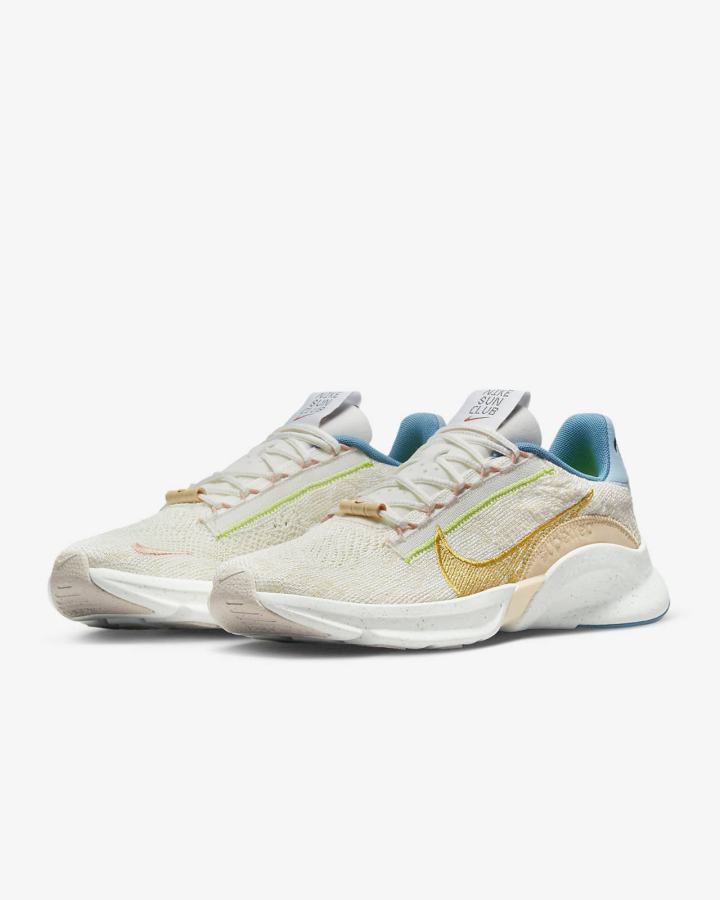 Zapatillas Deportivos Nike SuperRep Go 3 Flyknit Next Nature Mujer Blancas Negras Doradas | WXOIA-5419