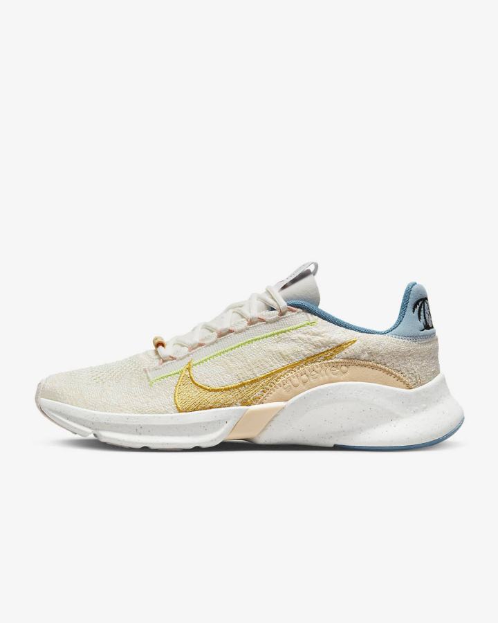 Zapatillas Deportivos Nike SuperRep Go 3 Flyknit Next Nature Mujer Blancas Negras Doradas | WXOIA-5419