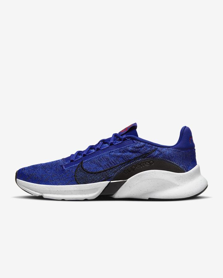 Zapatillas Deportivos Nike SuperRep Go 3 Next Nature Flyknit Hombre Azul Real Azules Negras Blancas | YHLDF-5946