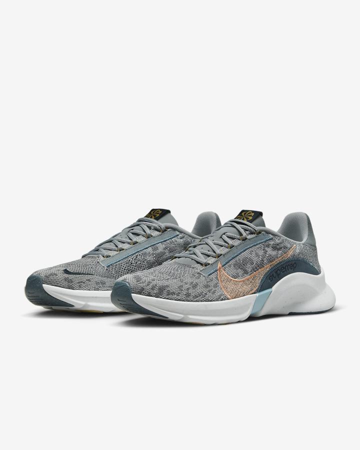 Zapatillas Deportivos Nike SuperRep Go 3 Next Nature Flyknit Hombre Gris Azul Marino Naranjas | YPKZS-9301