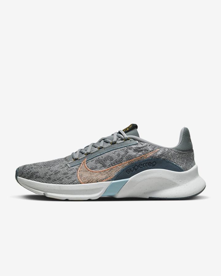 Zapatillas Deportivos Nike SuperRep Go 3 Next Nature Flyknit Hombre Gris Azul Marino Naranjas | YPKZS-9301