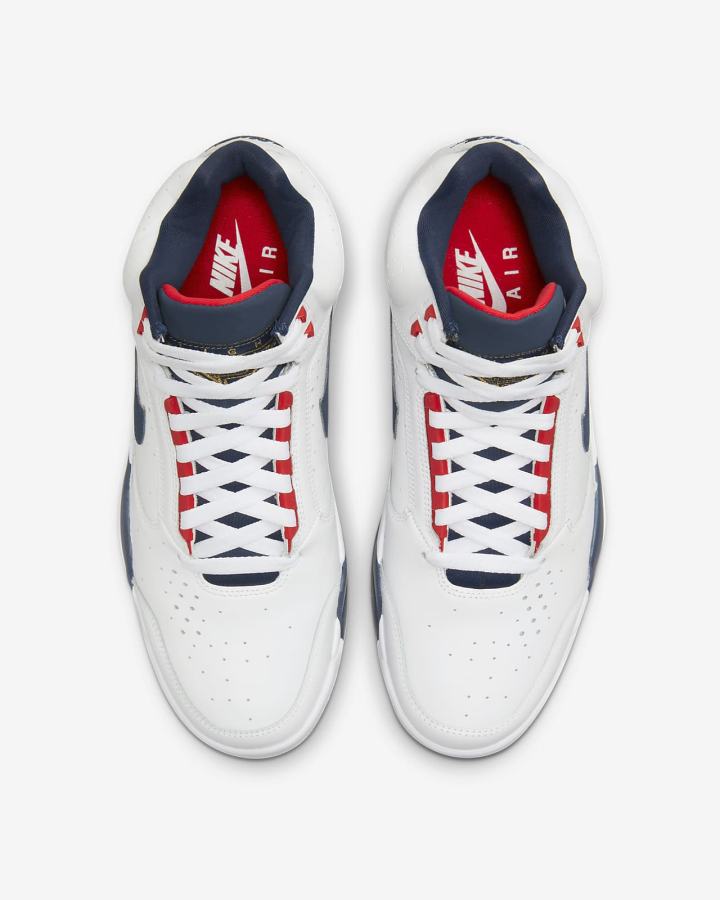 Zapatillas Nike Air Flight Lite Mid Hombre Blancas Rojas Metal Doradas Azul Marino | WFQHC-4270