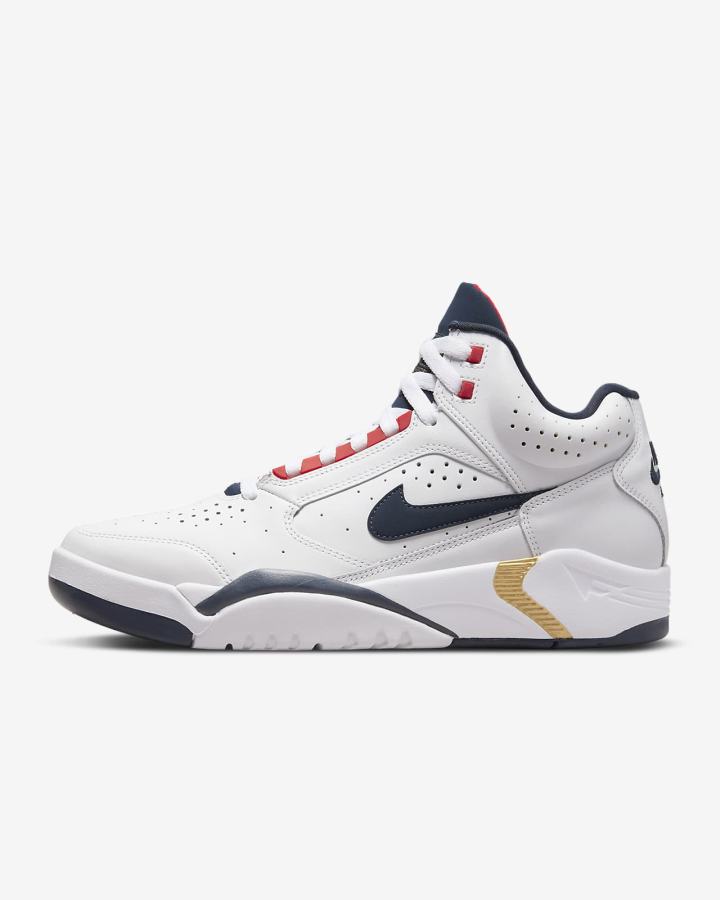 Zapatillas Nike Air Flight Lite Mid Hombre Blancas Rojas Metal Doradas Azul Marino | WFQHC-4270