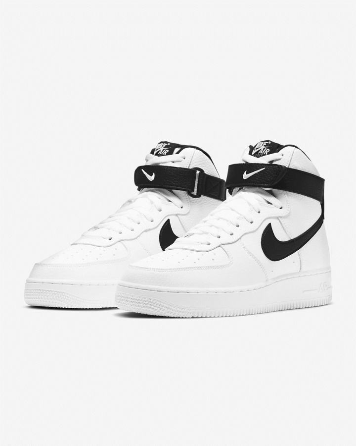 Zapatillas Nike Air Force 1 '07 High Hombre Blancas Negras | IHAPZ-6517