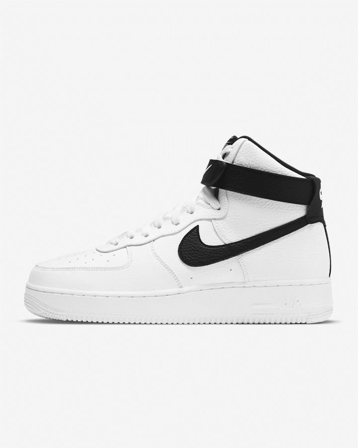 Zapatillas Nike Air Force 1 \'07 High Hombre Blancas Negras | IHAPZ-6517