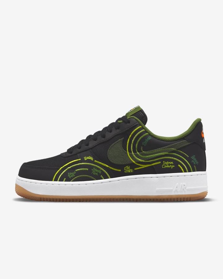 Zapatillas Nike Air Force 1 '07 LV8 Hombre Negras Blancas Gris Verde | DYFGM-6952