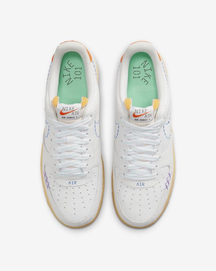 Zapatillas Nike Air Force 1 '07 LV8 Hombre Blancas Naranjas Moradas Azules | MSKLG-3061