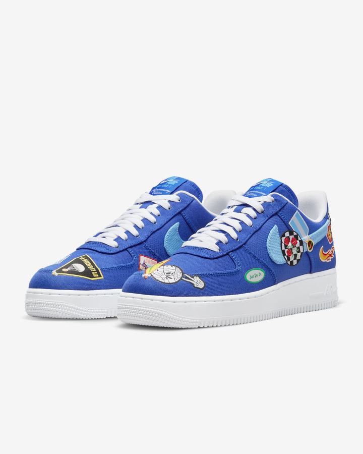 Zapatillas Nike Air Force 1 '07 Premium Hombre Azules Blancas Azules | VARBU-9827