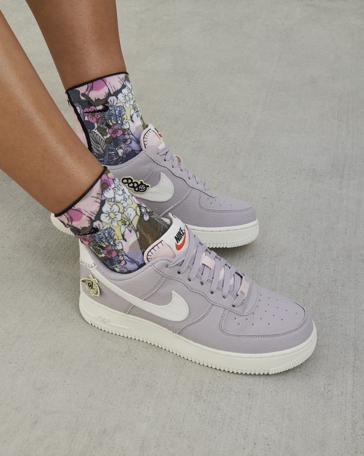 Zapatillas Nike Air Force 1 '07 SE Mujer Gris Rosas Negras Blancas | DOGTU-9348