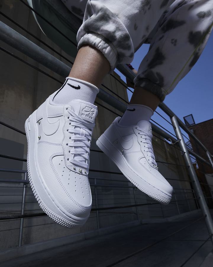 Zapatillas Nike Air Force 1 '07 SE Mujer Blancas Metal Plateadas Negras | LGEWC-7512