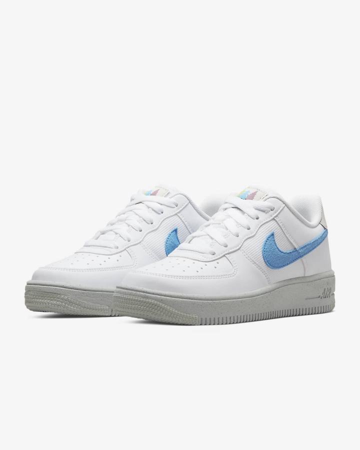 Zapatillas Nike Air Force 1 Crater Kids Niña Blancas Beige Claro Azules | NRIBT-6542