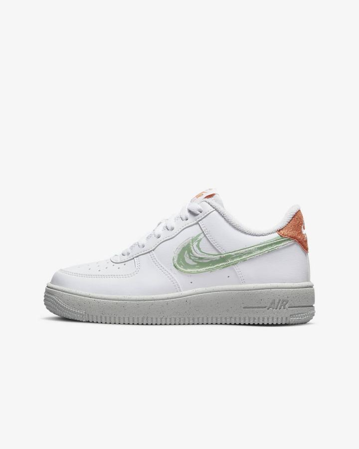 Zapatillas Nike Air Force 1 Crater Kids Niño Blancas Naranjas Verde | XQJGC-8753