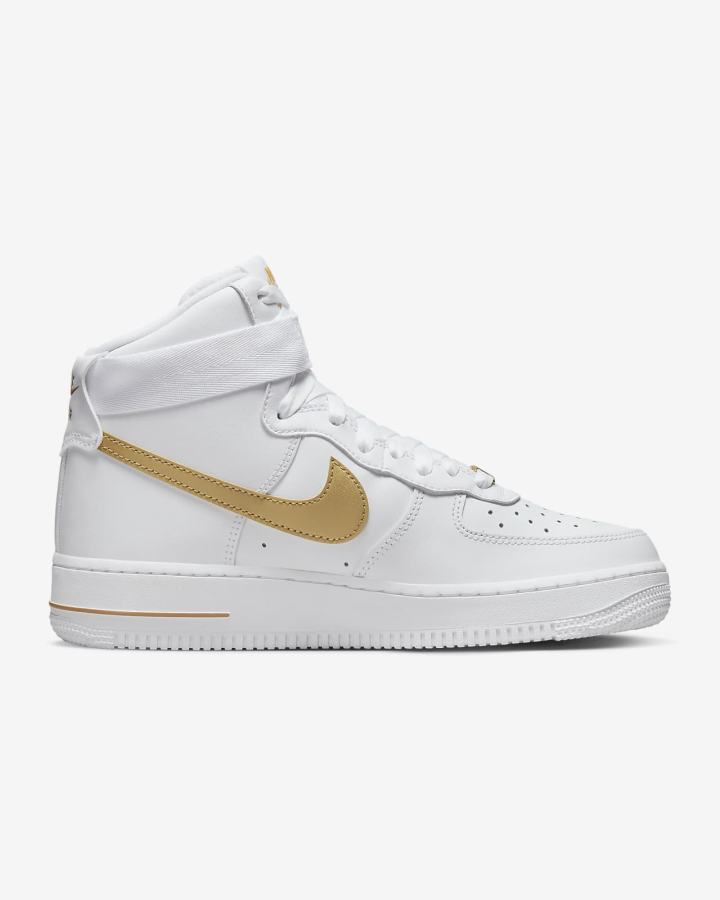 Zapatillas Nike Air Force 1 High Mujer Blancas Metal Doradas | EJAYX-1804