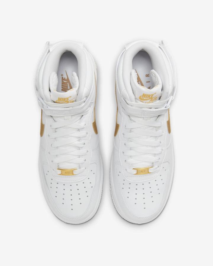 Zapatillas Nike Air Force 1 High Mujer Blancas Metal Doradas | EJAYX-1804