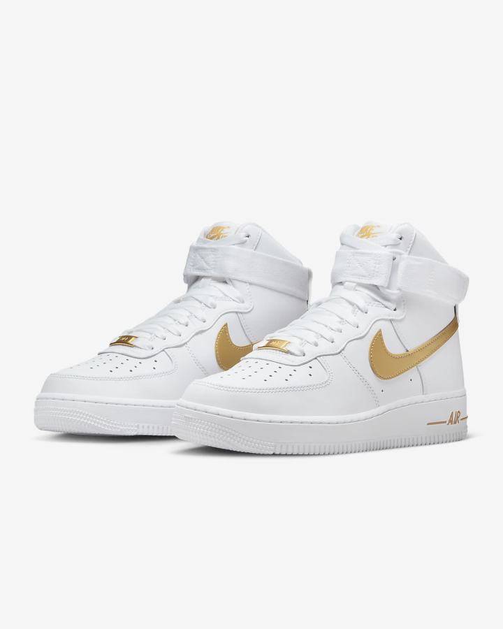 Zapatillas Nike Air Force 1 High Mujer Blancas Metal Doradas | EJAYX-1804