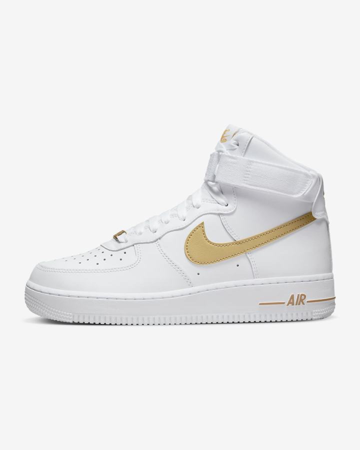 Zapatillas Nike Air Force 1 High Mujer Blancas Metal Doradas | EJAYX-1804