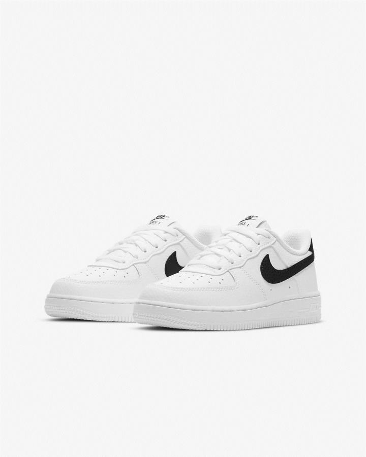 Zapatillas Nike Air Force 1 Kids Niño Blancas Negras | EPXLR-1289