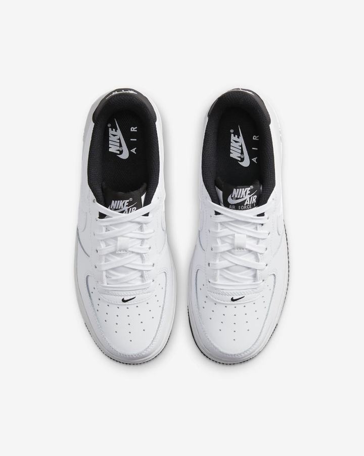 Zapatillas Nike Air Force 1 Kids Niño Blancas Negras Blancas | JZBTK-9452