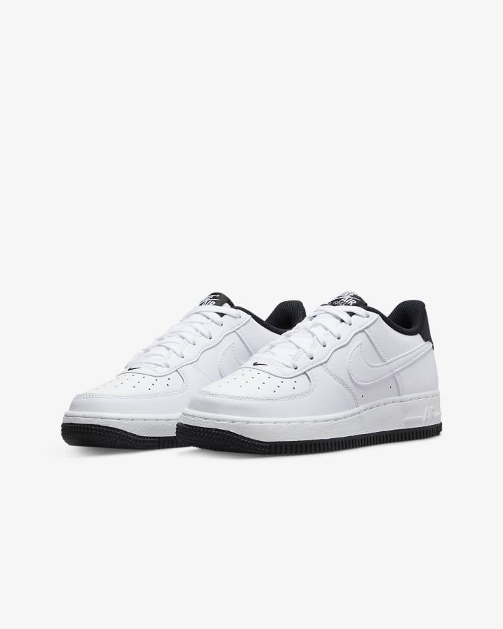 Zapatillas Nike Air Force 1 Kids Niño Blancas Negras Blancas | JZBTK-9452