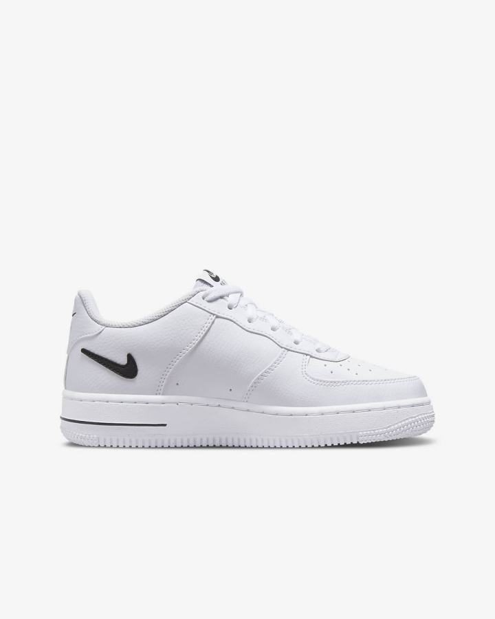 Zapatillas Nike Air Force 1 Kids Niño Blancas Negras | YVCJG-1625