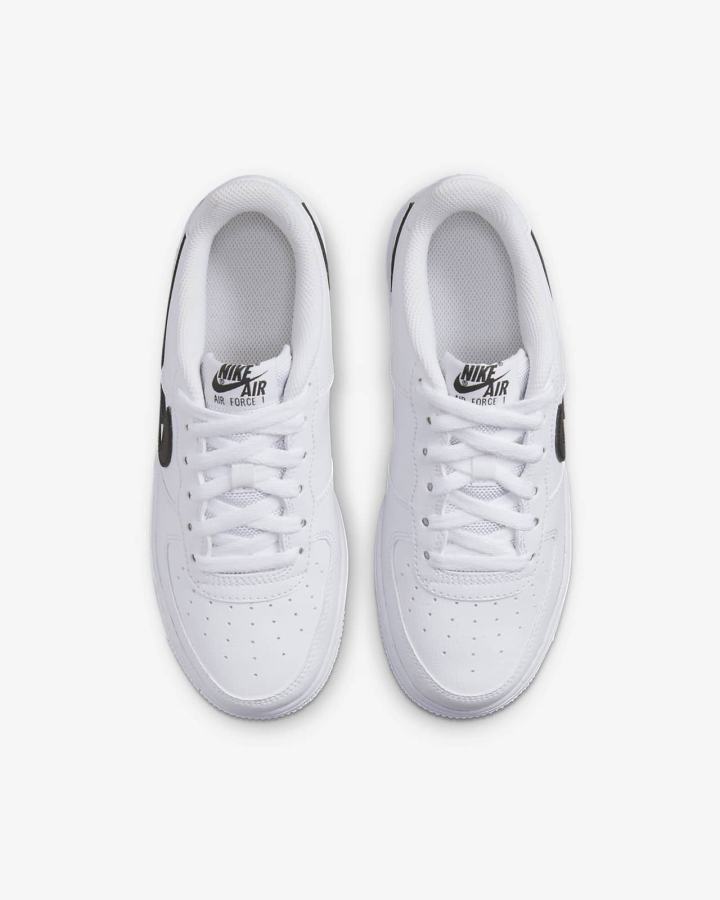 Zapatillas Nike Air Force 1 Kids Niño Blancas Negras | YVCJG-1625