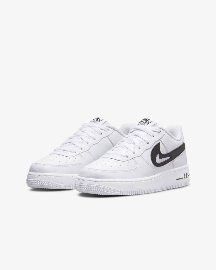 Zapatillas Nike Air Force 1 Kids Niño Blancas Negras | YVCJG-1625