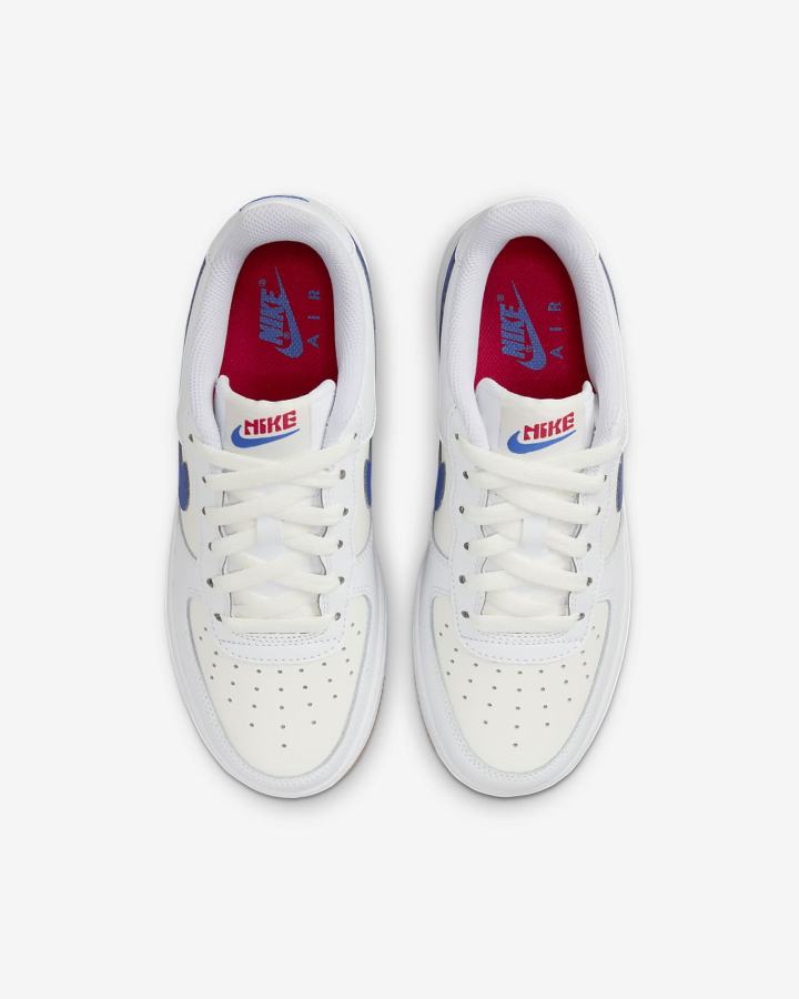 Zapatillas Nike Air Force 1 Kids Niño Blancas Rojas Azul Real | ZYPUM-4816