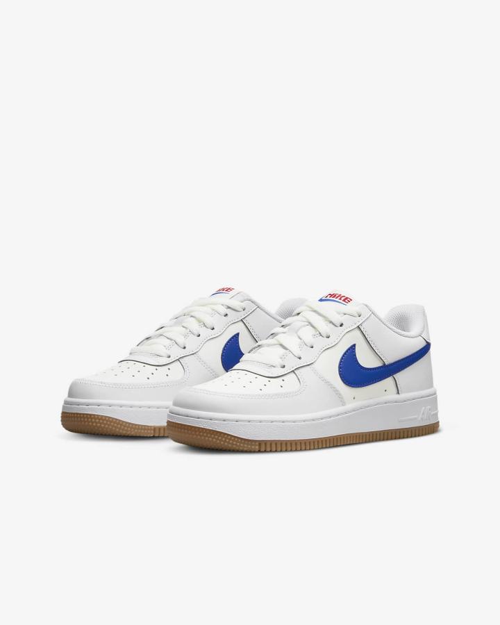 Zapatillas Nike Air Force 1 Kids Niño Blancas Rojas Azul Real | ZYPUM-4816