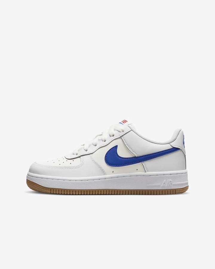 Zapatillas Nike Air Force 1 Kids Niño Blancas Rojas Azul Real | ZYPUM-4816