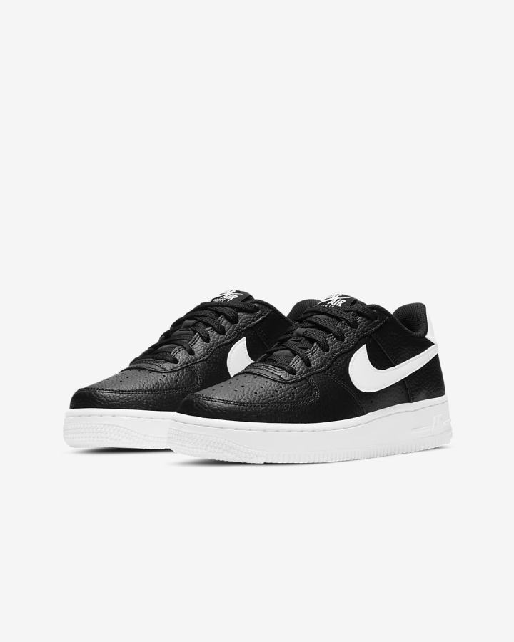 Zapatillas Nike Air Force 1 Kids Niño Negras Blancas | XFUYA-9763