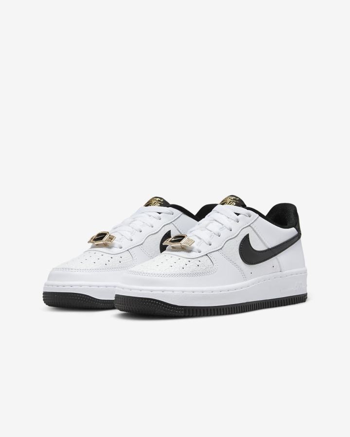 Zapatillas Nike Air Force 1 LV8 Kids Niña Blancas Plateadas Negras | FYIKV-3786