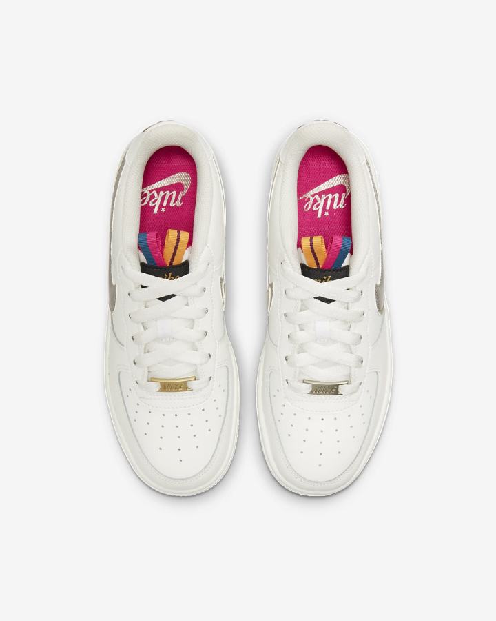 Zapatillas Nike Air Force 1 LV8 Kids Niña Blancas Rosas Metal Azules Gris | JREVH-9851