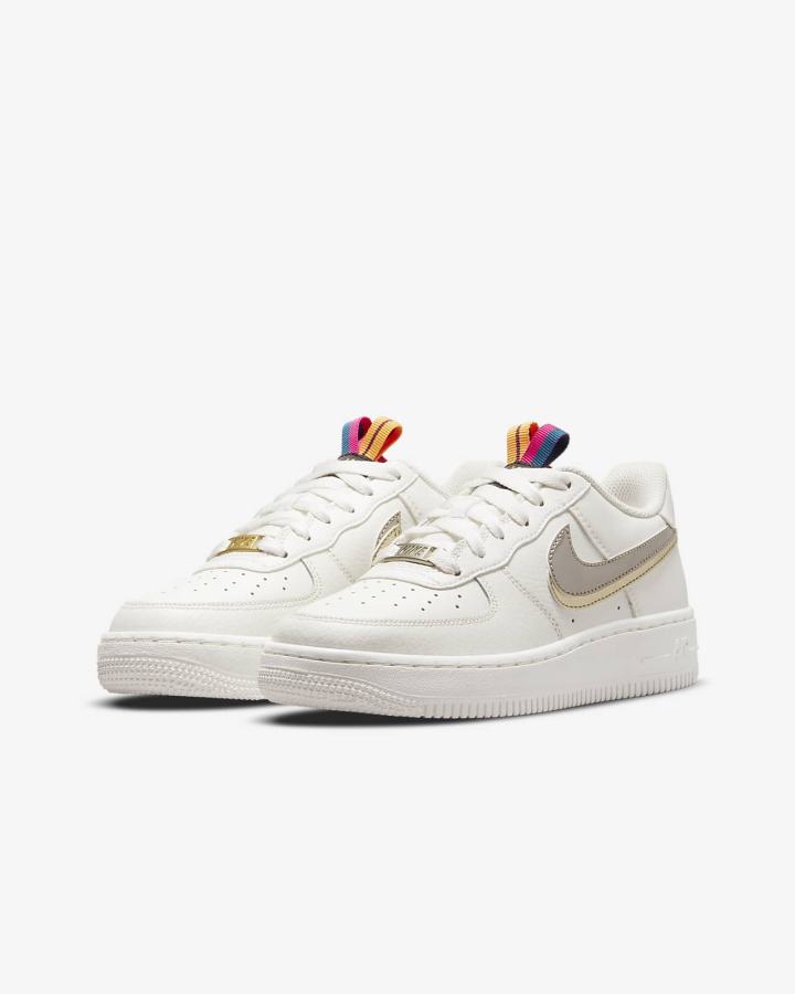 Zapatillas Nike Air Force 1 LV8 Kids Niña Blancas Rosas Metal Azules Gris | JREVH-9851