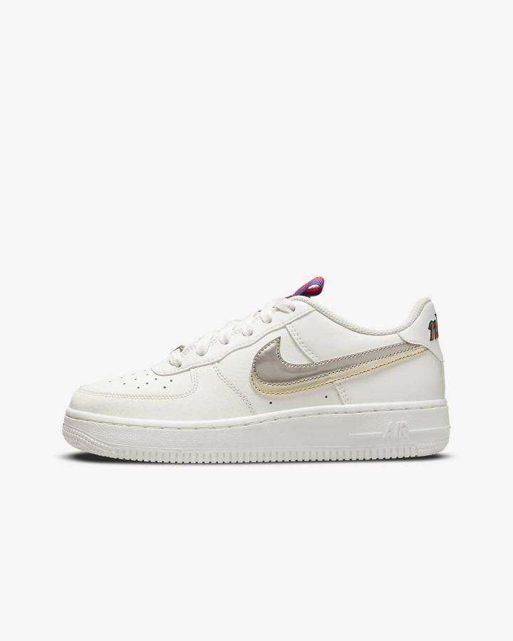 Zapatillas Nike Air Force 1 LV8 Kids Niña Blancas Rosas Metal Azules Gris | JREVH-9851